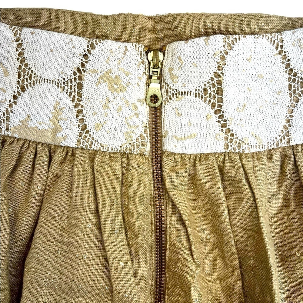 ANTHROPOLOGIE Lauren Moffatt Linen Skirt with Studded Pockets & Silk Lining - Picture 8 of 10